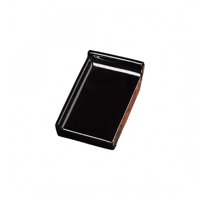 Клинкерный завершающий водоотлив с бортиком левый Terca Black shine (Zwart hogglans), 160*105*30 мм